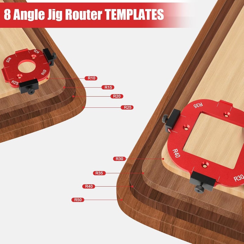 Baeruuss Round Corner Radius Jig Router Template for Woodworking with Trimming Cutter, Aluminum Alloy 4 in 1 Arc Angle Positioning Template R10 R15 R20 R25 R30 R35 R40 R50 - Image 3